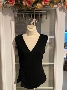 Dolce & Gabbana Black Sleeveless V‑Neck Wrap Top